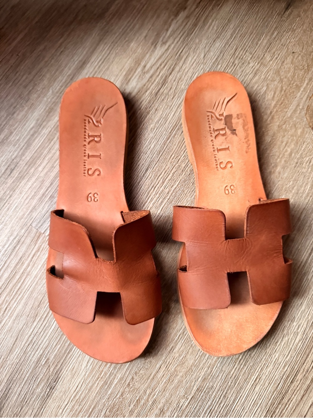 Aris Leather Slide Sandal in Warm Tan